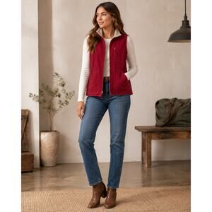 Lakin McKey Red Sherpa Work Vest Womens Small 36 Barn Chore Western Y2K Gorpcore